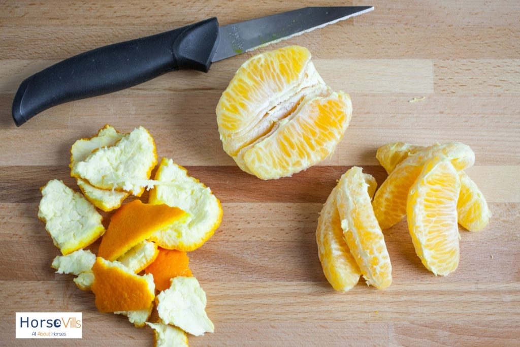 peeled and cut oranges