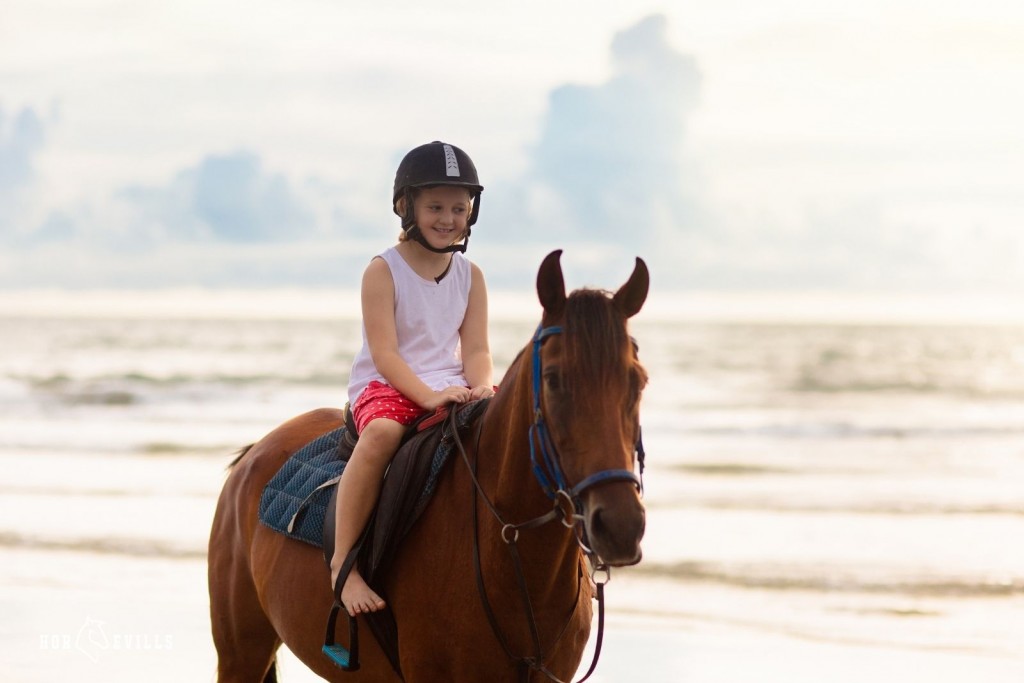 a child riding swayback horse