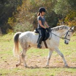 girl riding a quiet horse