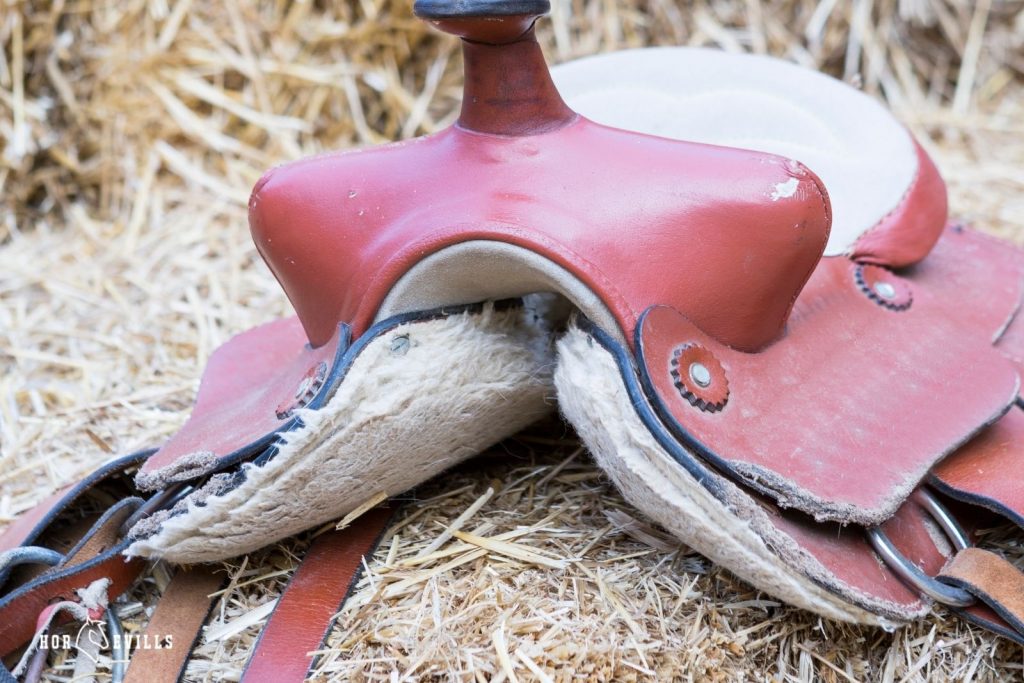 old saddle pad with sheepskin under title Saddles Sheepskin VS Synthetic