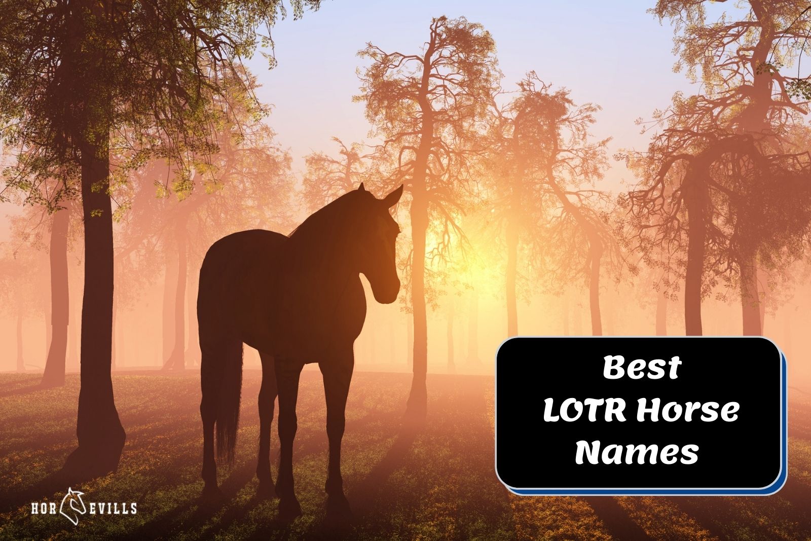 magical horse in the forest beside "best lotr horse names" poster