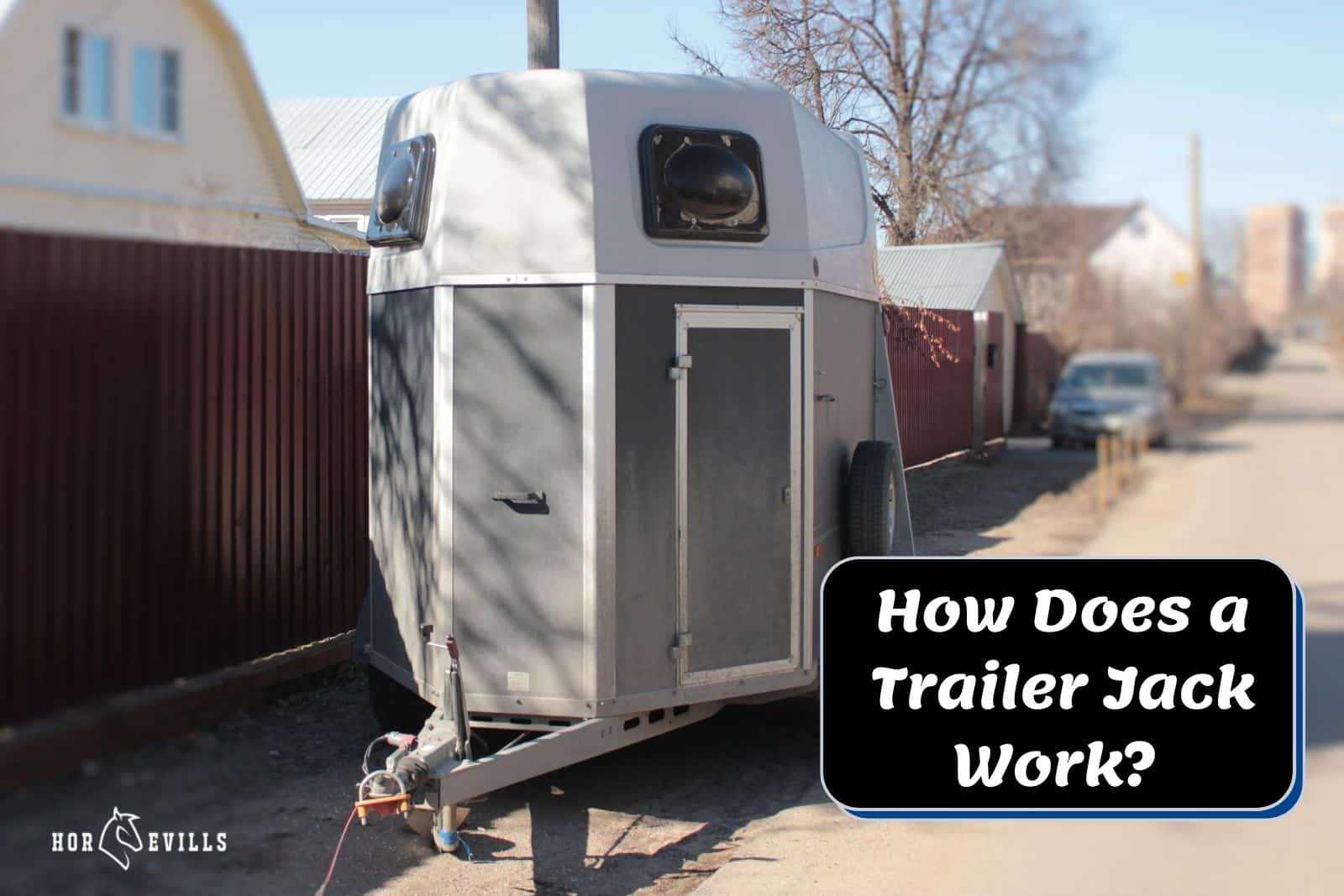 horse trailer with a jack attached on it