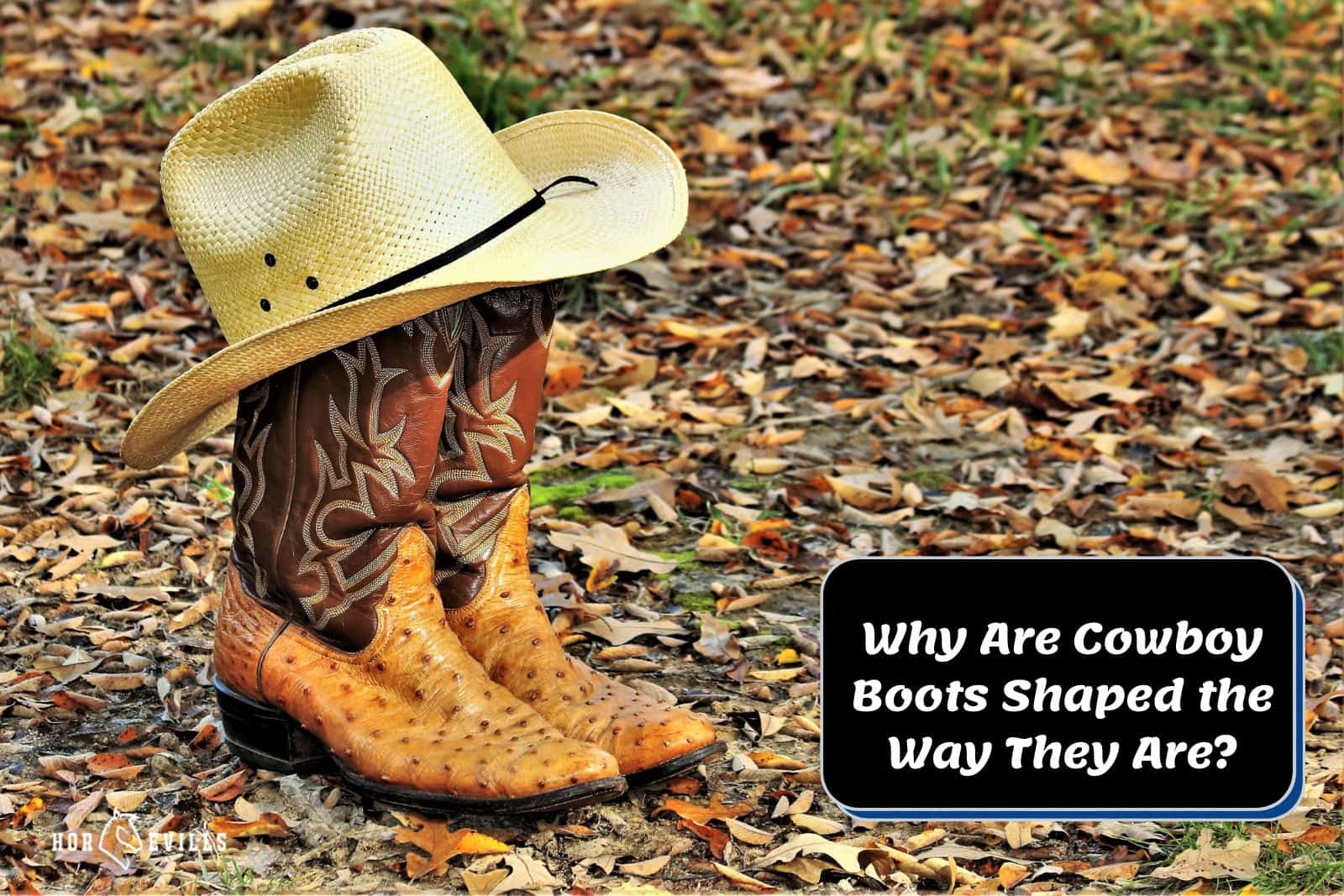 a hat on top of cowboy boots