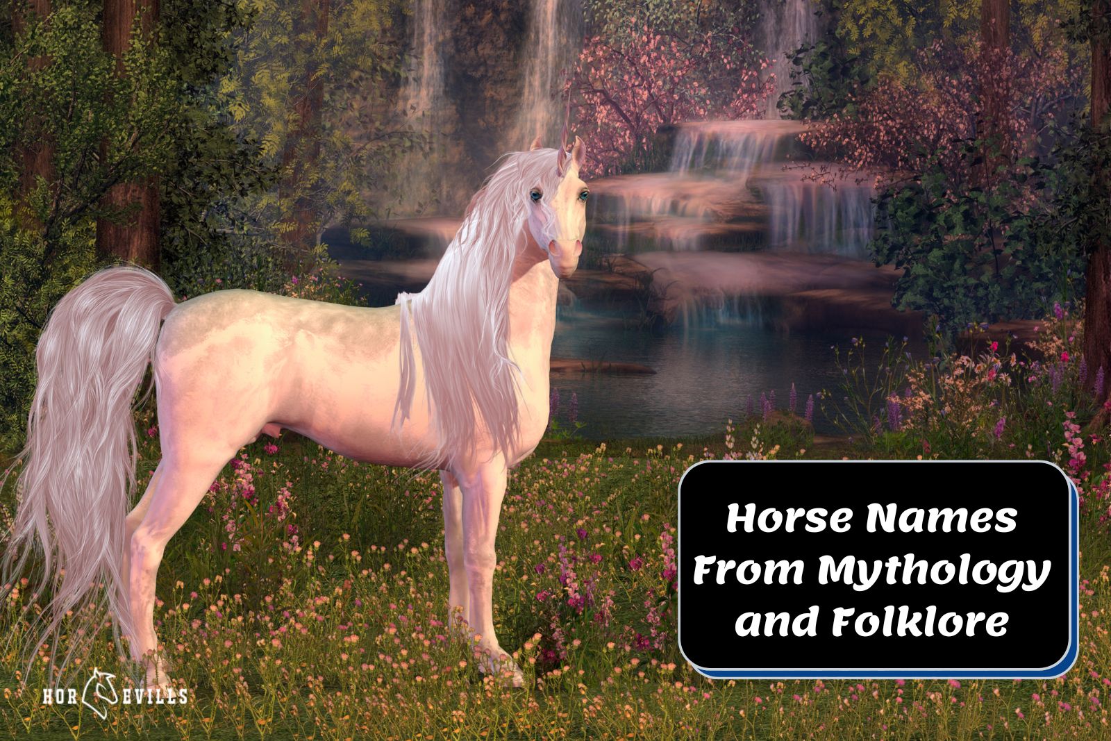 beautiful unicorn horse beside "Horse Names From Mythology and Folklore"