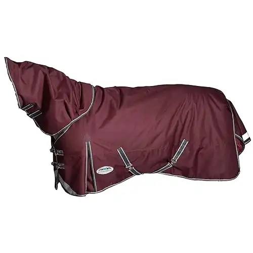 WeatherBeeta ComFiTec Plus Dynamic II Detach-A-Neck Medium Horse Blanket, Maroon/Grey/White, 75"