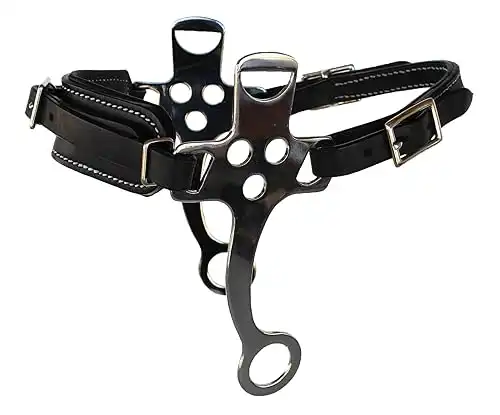 Horse Adjustable Black Leather Padded Training Bitless Hackamore 35RT01